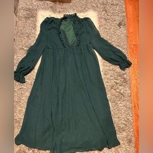 Green Swiss Dot Midi Dress